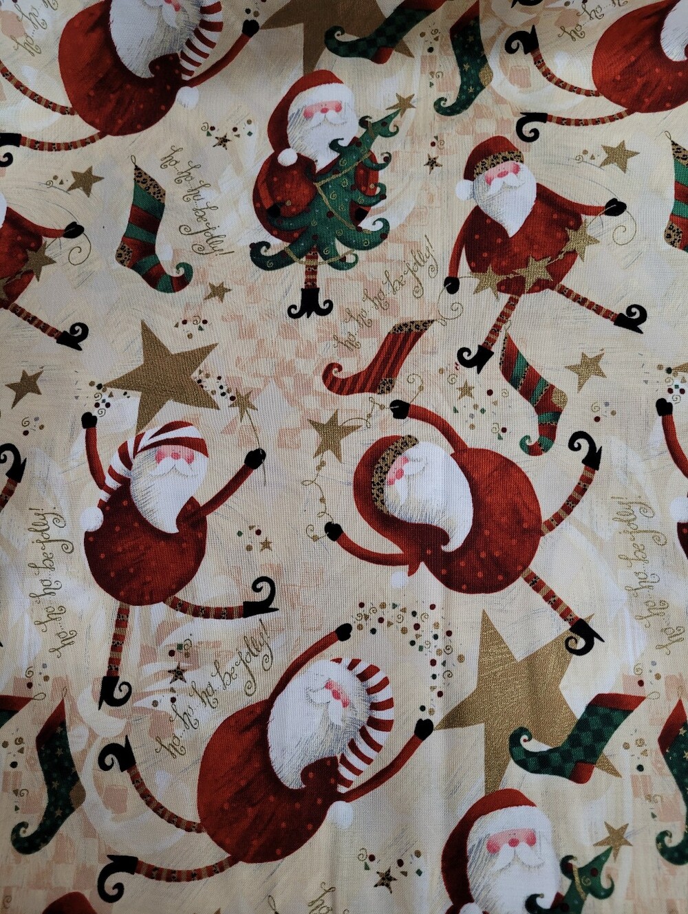 Ho-Ho-Ho-Be Jolly Susan Zulauf 100% Cotton Sewing Fabric Santa Theme (1489)